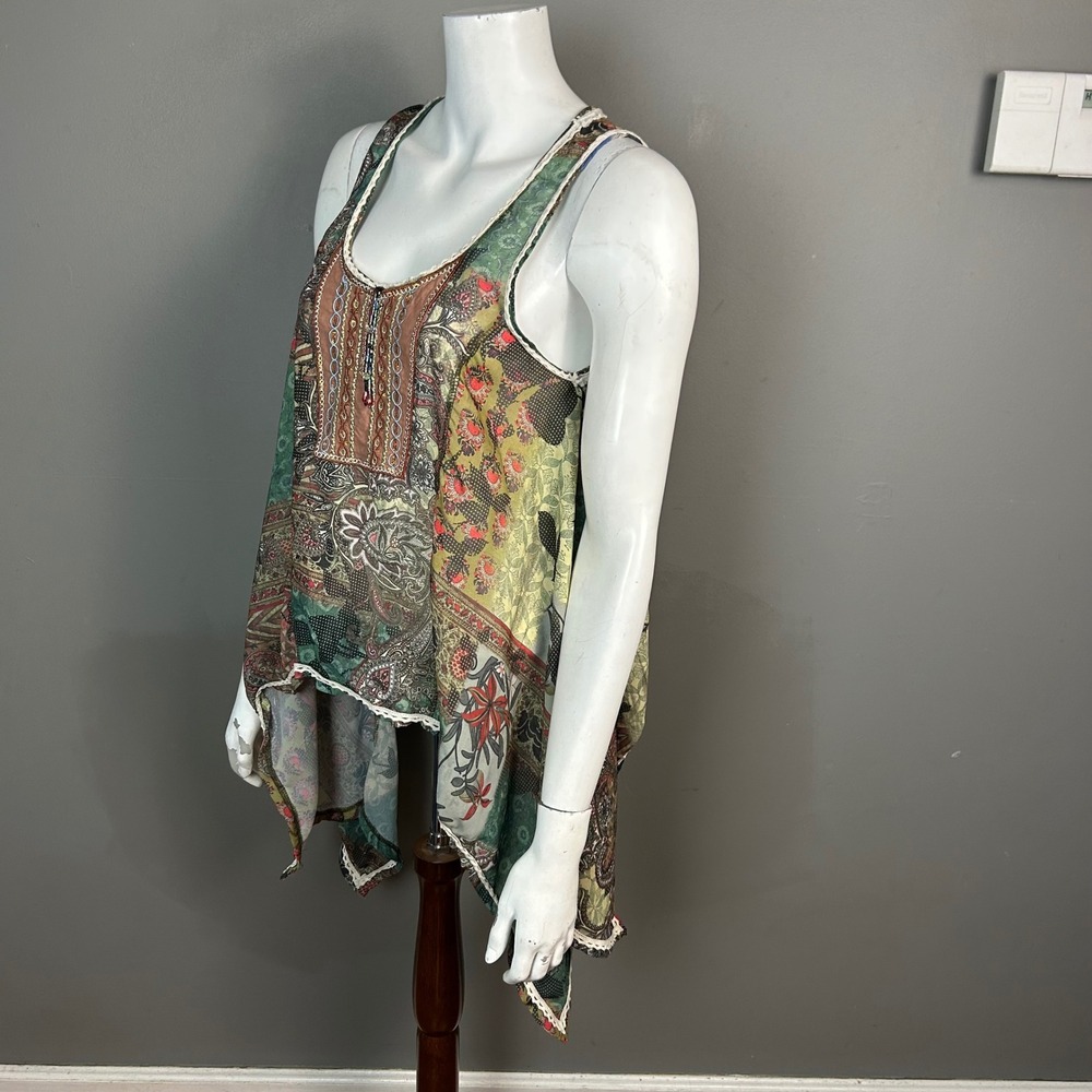 Bohemian Patchwork Top Medium Handkerchief Tank A… - image 4